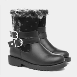 Walkright Girls Black Heart & Buckle Trim Boot 11 Walkright Girls Black Heart & Buckle Trim Boot -UK Shoe Sales Store 281013 2 L06.20220922000338