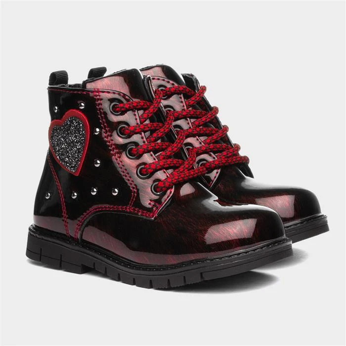 Chatterbox Chrissy Girls Burgundy Ankle Boot 7 Chatterbox Chrissy Girls Burgundy Ankle Boot - Image 5