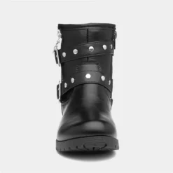 Walkright Girls Black Studded Ankle Boot