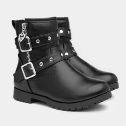 Walkright Girls Black Studded Ankle Boot -UK Shoe Sales Store 281022 2 L06.20230223000202