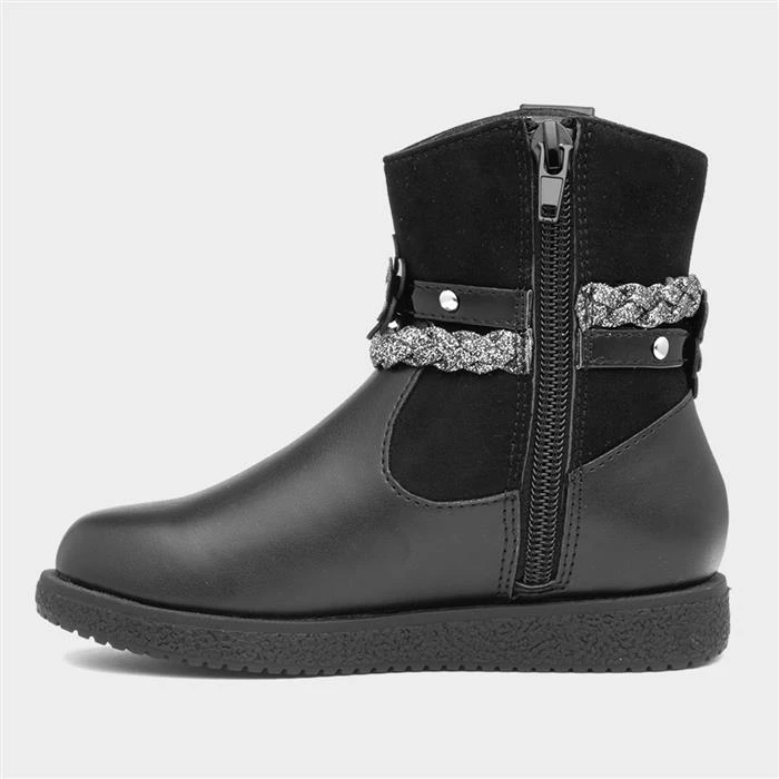 Walkright Ivy Kids Black Floral Ankle Boot 4 Walkright Ivy Kids Black Floral Ankle Boot - Image 2