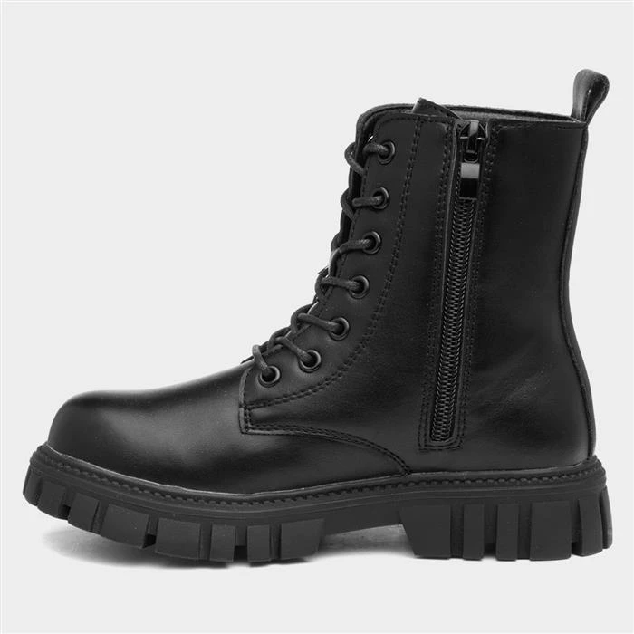 Lilley Junior Lucy Girls Black Lace Up Chunky Boot 4 Lilley Junior Lucy Girls Black Lace Up Chunky Boot - Image 2