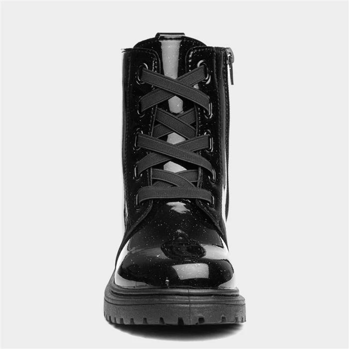 Lilley Girls Black Sparkle Patent Boot 3 Lilley Girls Black Sparkle Patent Boot