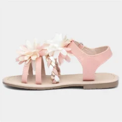 Walkright Girls Pink Chiffon Flower Sandals -UK Shoe Sales Store 292087 2 L03.20230412000219