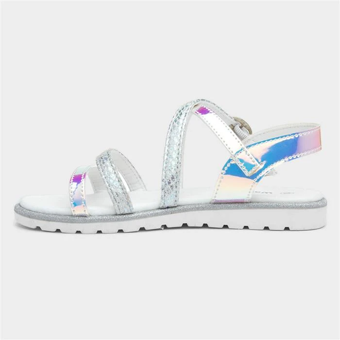 Walkright Girls Silver Iridescent Strappy Sandal 4 Walkright Girls Silver Iridescent Strappy Sandal - Image 2