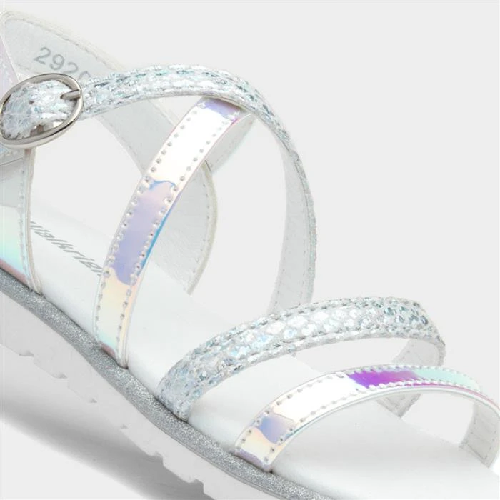 Walkright Girls Silver Iridescent Strappy Sandal 6 Walkright Girls Silver Iridescent Strappy Sandal - Image 4