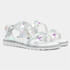 Walkright Girls Silver Iridescent Strappy Sandal 11 Walkright Girls Silver Iridescent Strappy Sandal -UK Shoe Sales Store 292092 2 L06.20230209000343