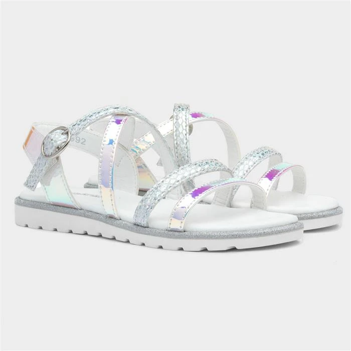 Walkright Girls Silver Iridescent Strappy Sandal 7 Walkright Girls Silver Iridescent Strappy Sandal - Image 5