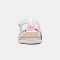 Walkright Girls White And Pink Shimmer Sandal