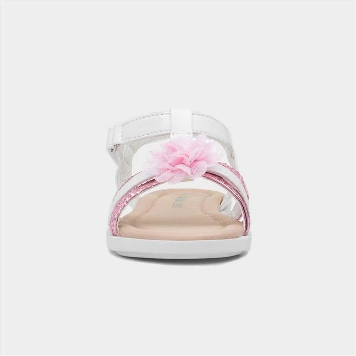 Walkright Girls White And Pink Shimmer Sandal 3 Walkright Girls White And Pink Shimmer Sandal