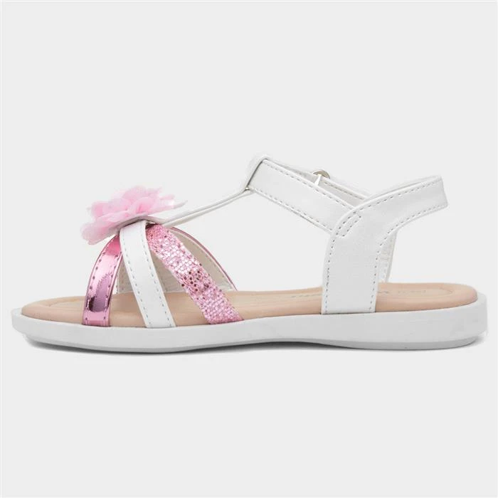 Walkright Girls White And Pink Shimmer Sandal 4 Walkright Girls White And Pink Shimmer Sandal - Image 2