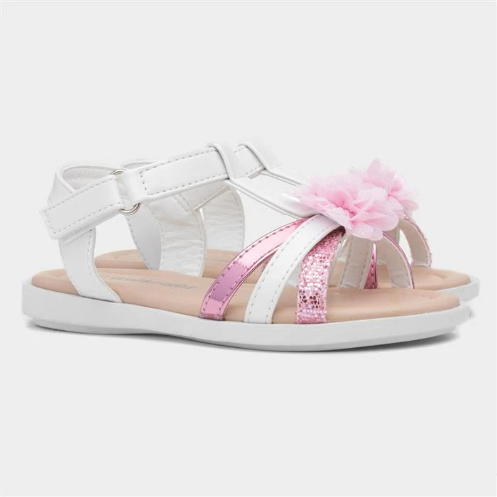 Walkright Girls White And Pink Shimmer Sandal 7 Walkright Girls White And Pink Shimmer Sandal - Image 5