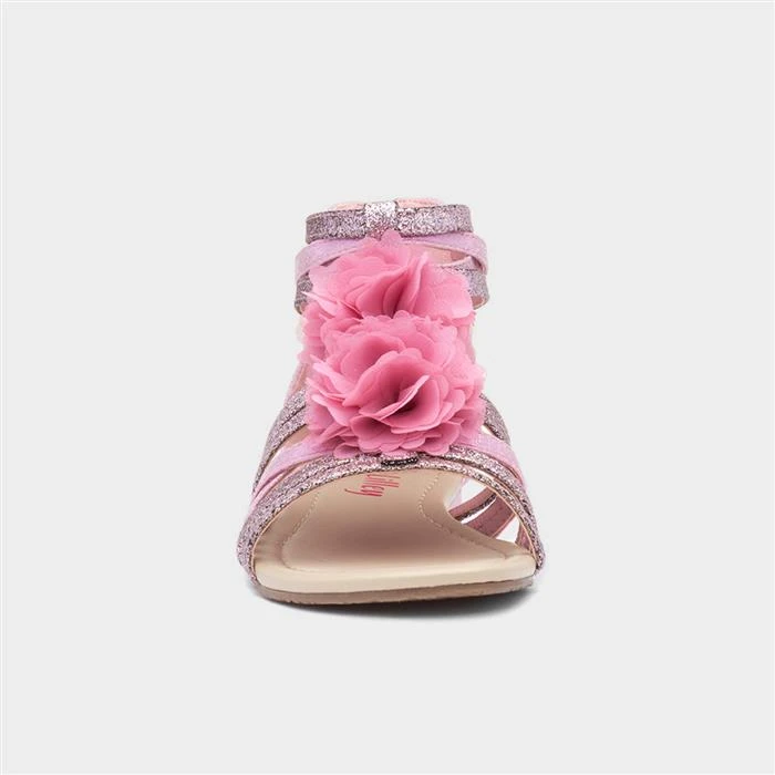 Lilley Girls Pink Glitter Flower Strappy Sandal 3 Lilley Girls Pink Glitter Flower Strappy Sandal