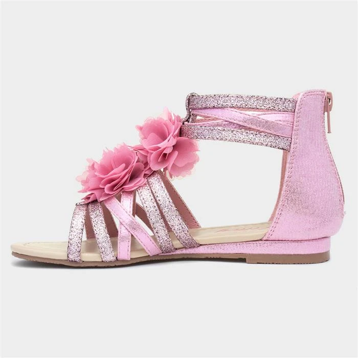Lilley Girls Pink Glitter Flower Strappy Sandal 4 Lilley Girls Pink Glitter Flower Strappy Sandal - Image 2