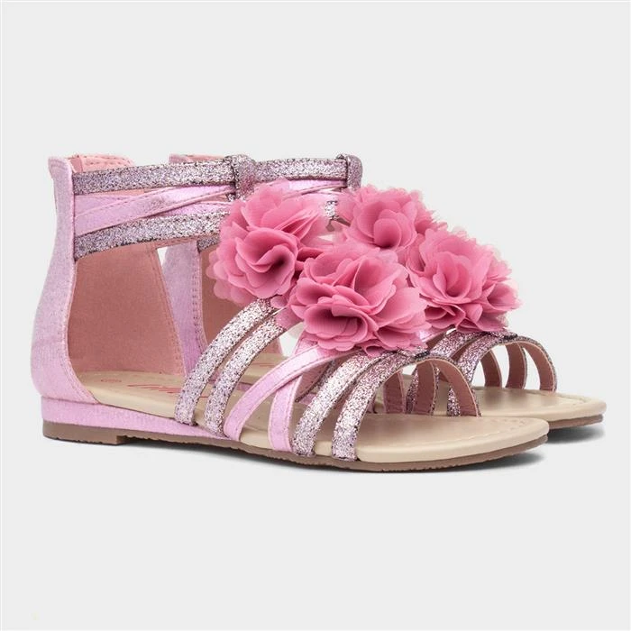 Lilley Girls Pink Glitter Flower Strappy Sandal 7 Lilley Girls Pink Glitter Flower Strappy Sandal - Image 5