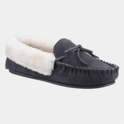 Cotswold Sopworth Womens Grey Moccasin Slipper