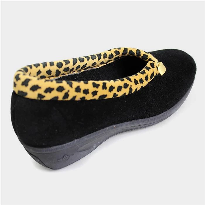 Lunar Paloma Womens Black Leopard Print Slipper 4 Lunar Paloma Womens Black Leopard Print Slipper - Image 2