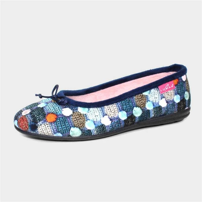 Lunar Magic Womens Blue Spotty Pump Slipper 4 Lunar Magic Womens Blue Spotty Pump Slipper - Image 2