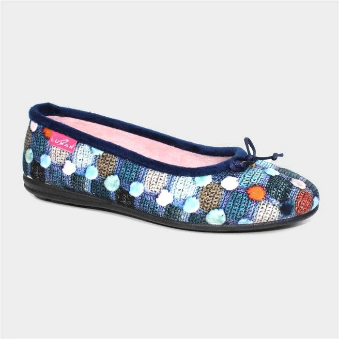 Lunar Magic Womens Blue Spotty Pump Slipper 5 Lunar Magic Womens Blue Spotty Pump Slipper - Image 3