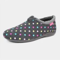 Lunar Lava Womens Black Spotty Slipper -UK Shoe Sales Store 692107 3 L04.20220819000357