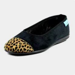 Lunar Jessie Womens Black Ocelot Pump Slipper -UK Shoe Sales Store 692124 3 L03.20220914000150