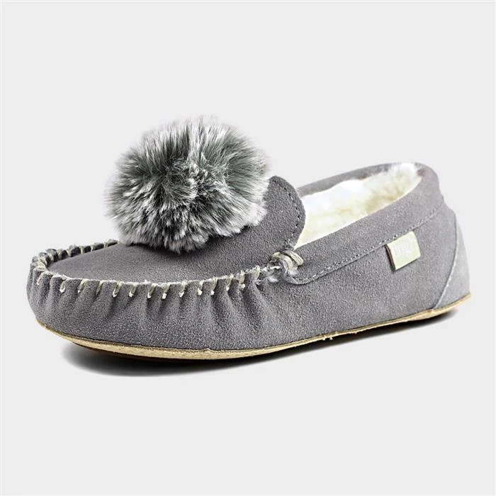 Lazy Dogz Bessie Grey Suede Slipper 4 Lazy Dogz Bessie Grey Suede Slipper - Image 2