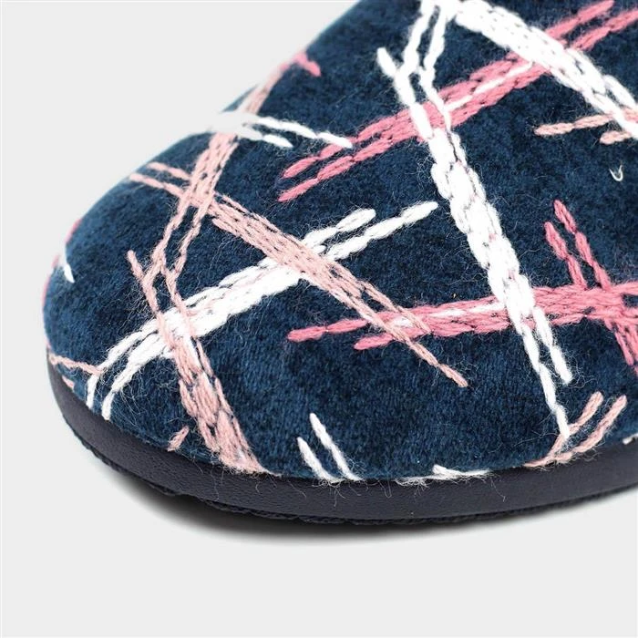 Lunar Erin Womens Navy Mule Slipper 5 Lunar Erin Womens Navy Mule Slipper - Image 3