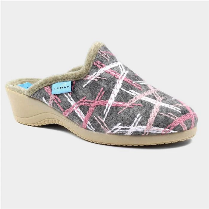 Lunar Erin Womens Grey Mule Slippers 3 Lunar Erin Womens Grey Mule Slippers