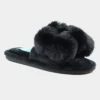 Lunar Octavia Womens Black Faux Fur Slider Slipper -UK Shoe Sales Store 693112 3 L02.20221225000421
