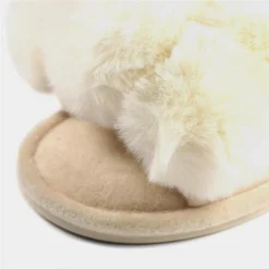 Lunar Octavia Womens White Faux Fur Slider Slipper -UK Shoe Sales Store 693113 3 L04.20221225000118