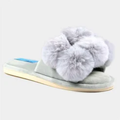 Lunar Octavia Womens Grey Faux Fur Slider Slipper