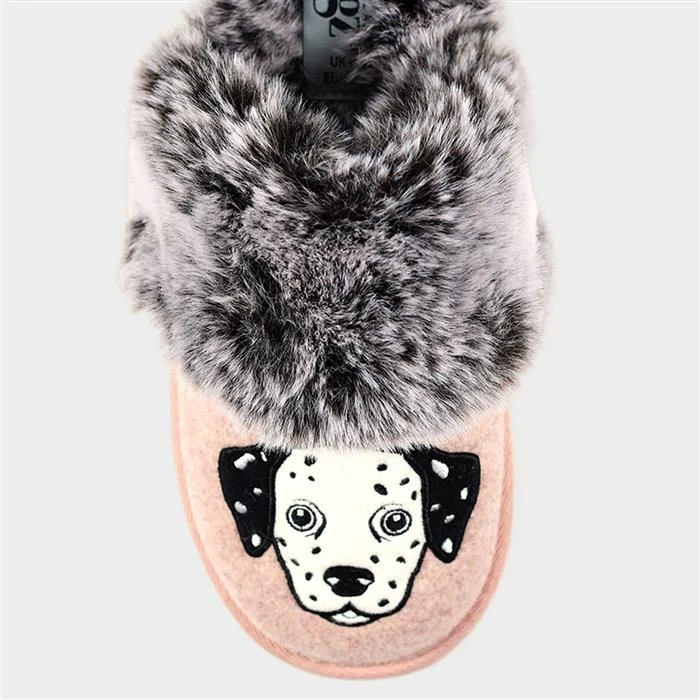 Lazy Dogz Dalmatian Womens Pink Faux Fur Mule 5 Lazy Dogz Dalmatian Womens Pink Faux Fur Mule - Image 3