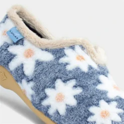 Lunar Daisy Womens Blue Floral Full Slipper -UK Shoe Sales Store 699001 2 L05.20230412000639