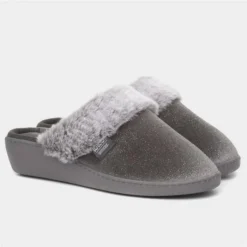 Totes Womens Grey Sparkle Mule Slipper 11 Totes Womens Grey Sparkle Mule Slipper -UK Shoe Sales Store 699374 2 L06.20230308000300