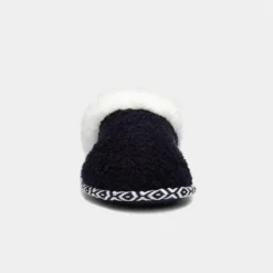 Totes Swept Back Womens Navy Bobble Mule Slipper