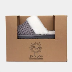 Jo & Joe Foxy Womens Grey Knitted Mule Slipper -UK Shoe Sales Store 699385 2 L05.20221005000246