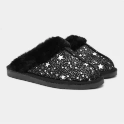 Jo & Joe Tiggi Womens Black Star Mule Slippers -UK Shoe Sales Store 699491 2 L06.20230308000309