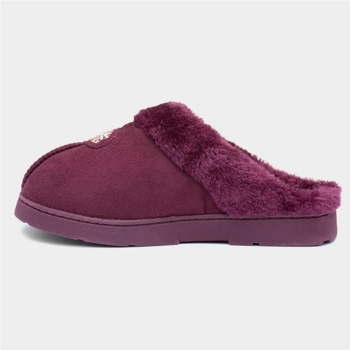 Jo & Joe Snuggle Womens Burgundy Mule Slipper 4 Jo & Joe Snuggle Womens Burgundy Mule Slipper - Image 2