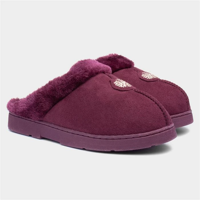 Jo & Joe Snuggle Womens Burgundy Mule Slipper 7 Jo & Joe Snuggle Womens Burgundy Mule Slipper - Image 5