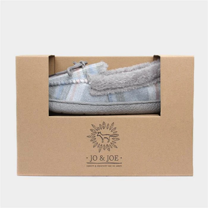 Jo & Joe Pembroke Womens Grey Tartan Moccasin 6 Jo & Joe Pembroke Womens Grey Tartan Moccasin - Image 4