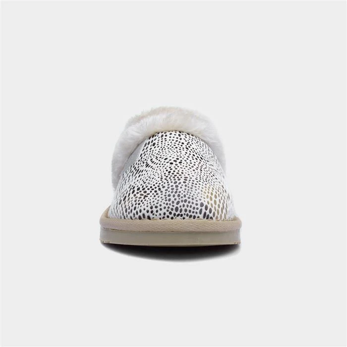 Jo & Joe Mosaic Womens Cream Mule Slippers 3 Jo & Joe Mosaic Womens Cream Mule Slippers