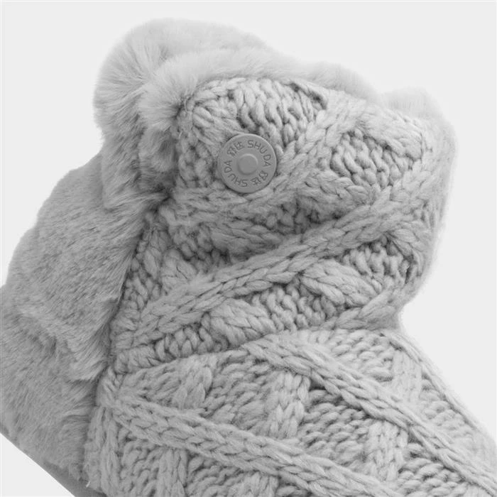 Shu Da Living Jenny Womens Grey Knitted Bootie 6 Shu Da Living Jenny Womens Grey Knitted Bootie - Image 4