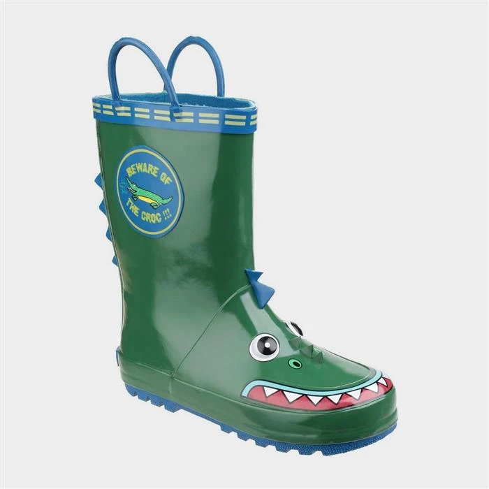 Cotswold Puddle Kids Green Crocodile Welly 3 Cotswold Puddle Kids Green Crocodile Welly