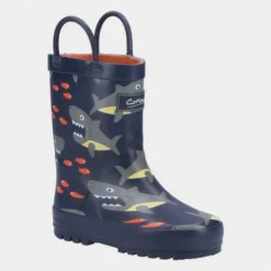 Cotswold Puddle Kids Navy Shark Welly