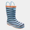 Cotswold Captain Kids Blue Stripy Welly -UK Shoe Sales Store 799094 3 L02.20230116000229