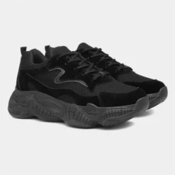 Truffle Bubble Womens Black Chunky Lace Trainer -UK Shoe Sales Store 809003 2 L06.20220324000743